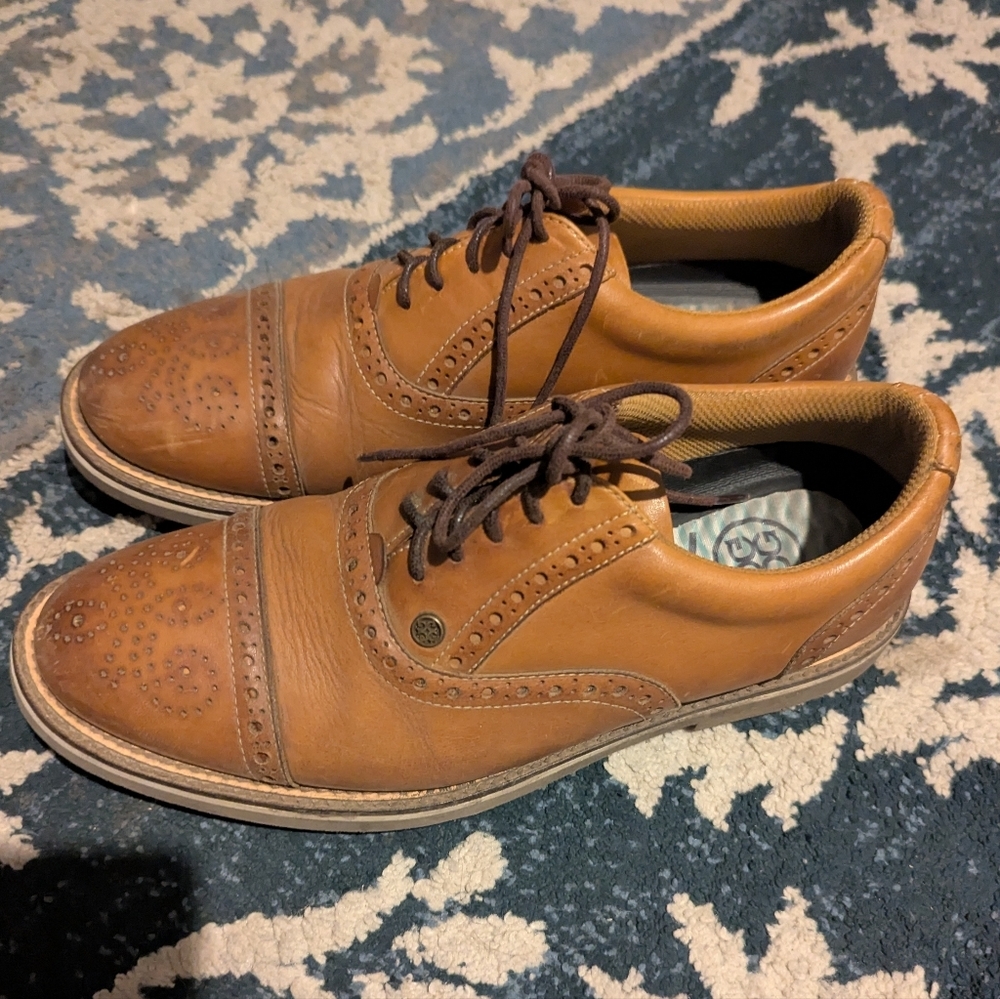 Peter Millar Men's Tan Brogue Oxfords - Picture 4 of 7